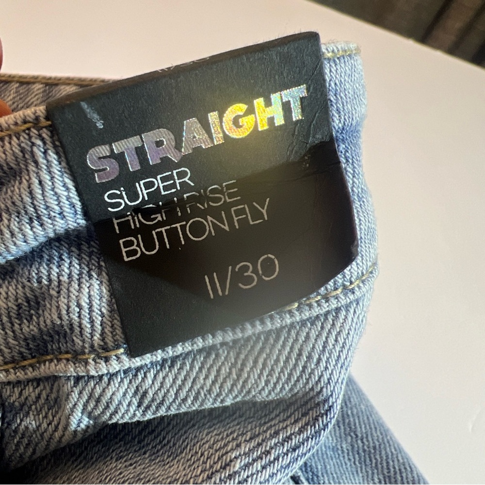 High Rise Blue Distressed Jeans - Picture 5 of 15